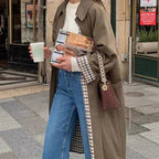 Eleanor™ | Gabardina larga oversize con forro de cuadros