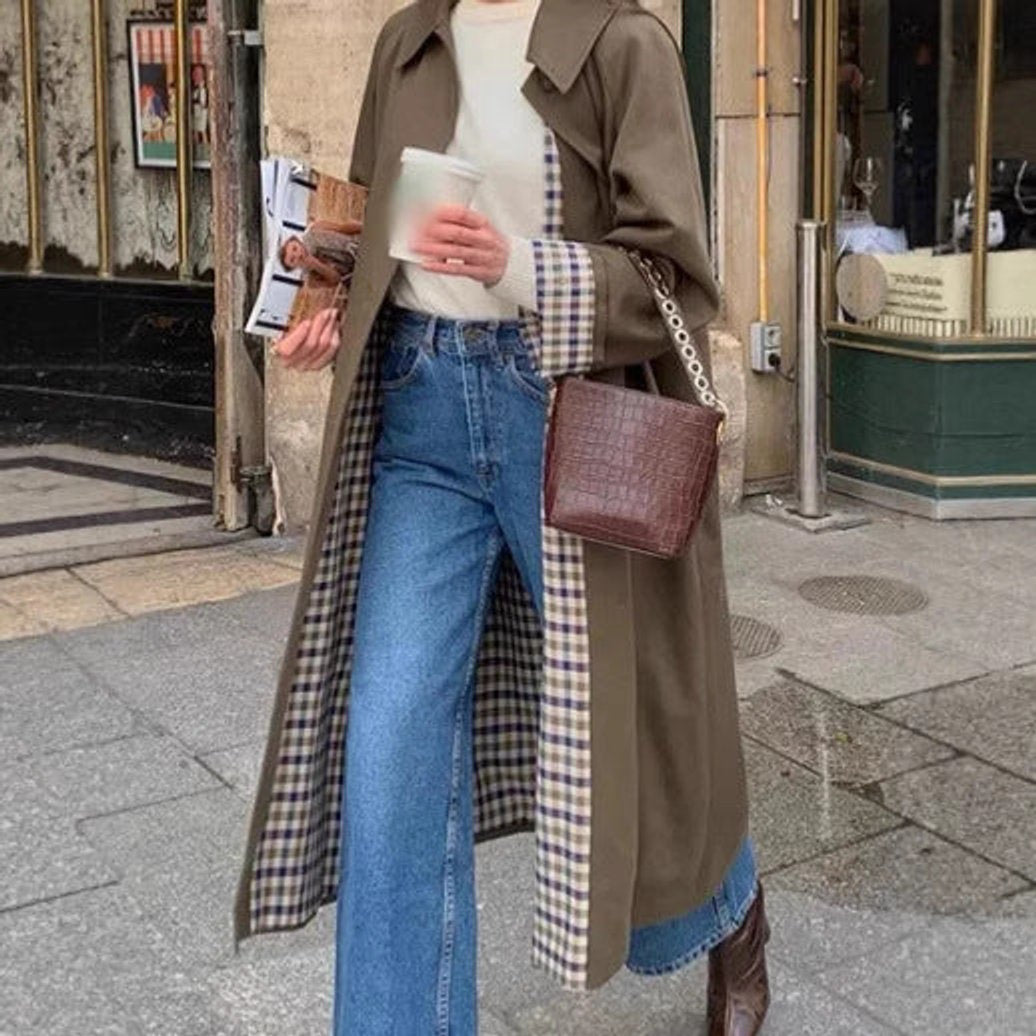 Eleanor™ | Gabardina larga oversize con forro de cuadros