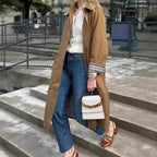 Eleanor™ | Gabardina larga oversize con forro de cuadros