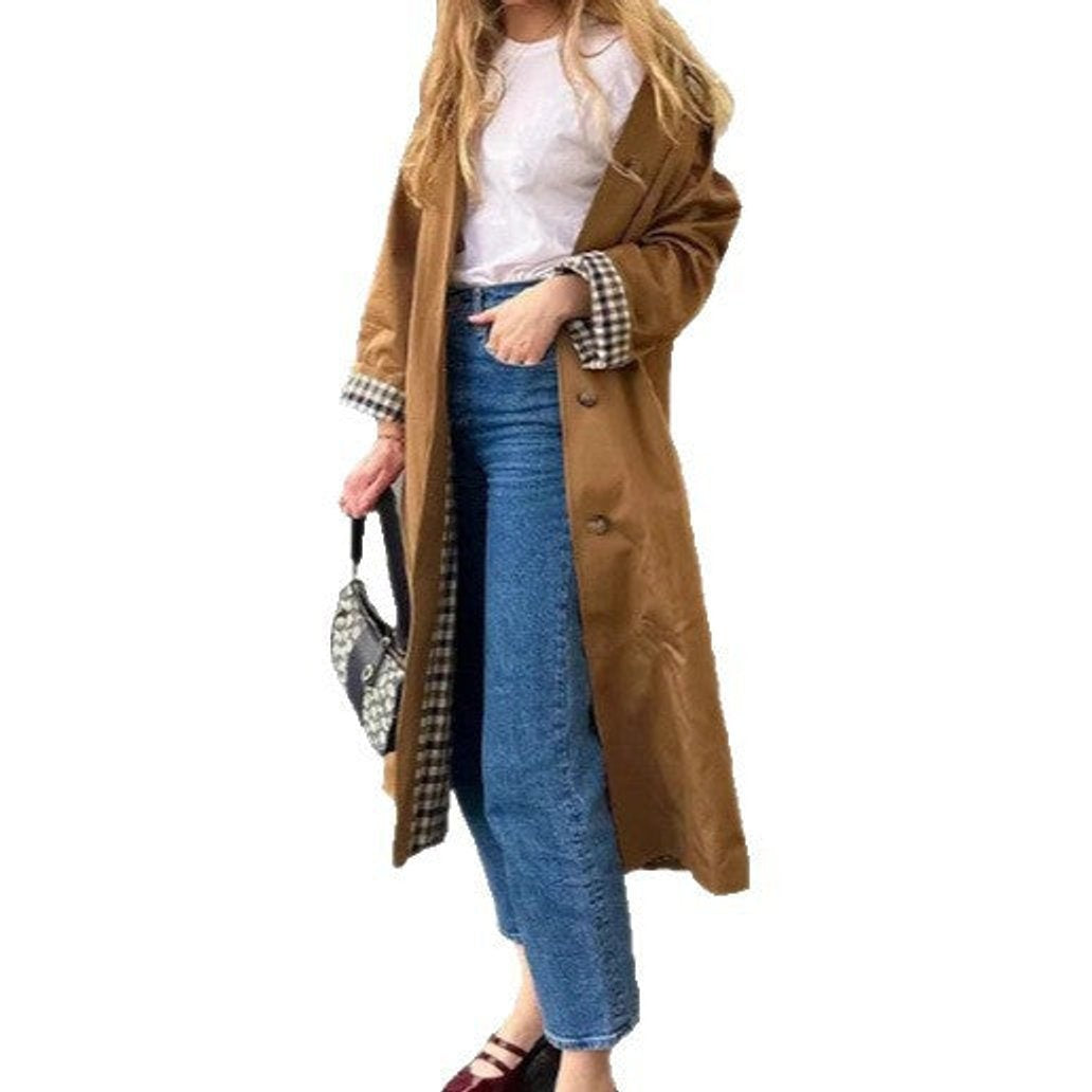 Eleanor™ | Gabardina larga oversize con forro de cuadros