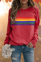 Thea™ | Sudadera oversize con estampado de rayas arcoíris