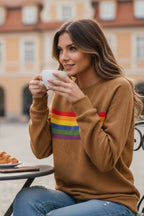 Thea™ | Sudadera oversize con estampado de rayas arcoíris