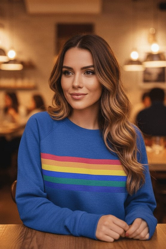 Thea™ | Sudadera oversize con estampado de rayas arcoíris