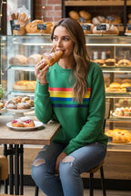 Thea™ | Sudadera oversize con estampado de rayas arcoíris