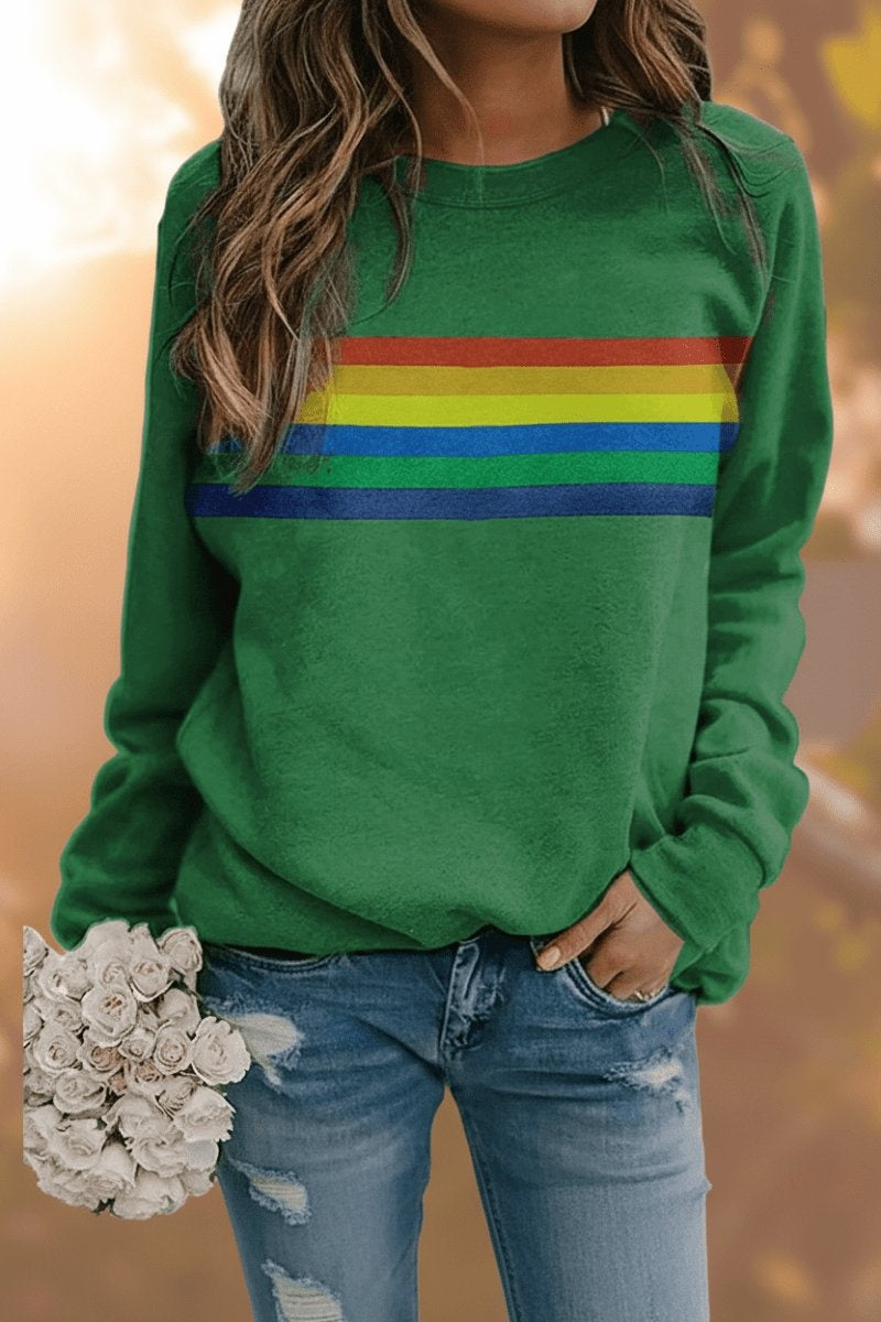 Thea™ | Sudadera oversize con estampado de rayas arcoíris